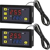 W3230 LCD Digital Thermostat DC 12V 20A Temperaturregler Messgerät Temperaturschalter -50-110 Grad Celsius mit Temperatursensor Hohe Temperatur Alarm LED Anzeige (2)