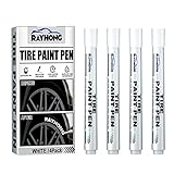 PW TOOLS Reifenlackmarker, 4 Stück Weißer Lackstift Marker, Wasserdichter Autoreifenlackstift, Weißer Reifenlackmarker für Autoreifenbeschriftung, Autodekoration