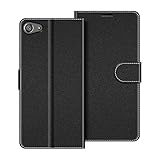 COODIO Handyhülle für Sony Xperia Z5 Compact Handy Hülle, Sony Xperia Z5 Compact Hülle Leder Handytasche für Sony Xperia Z5 Compact Klapphülle Tasche, Schwarz