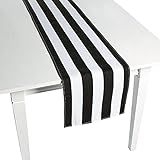 Tischläufer, gestreift, 274 cm, Schwarz / Weiß