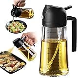 TrendPlain 16oz Ölsprüher für Speiseöl – 470ml Olivenöl Flasche – 2-in-1 Ölspender und Ölsprüher – Küchen Gadgets für Kochen, Salat und Grill Schwarz