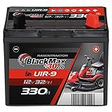 BlackMax Rasentraktor Batterie 12V 32Ah 330A (Pluspol rechts) - U1R-9 +30% Starterbatterie (12 Volt) für Aufsitzmäher und Rasenmäher-Traktoren - wartungsfrei & wiederaufladbar