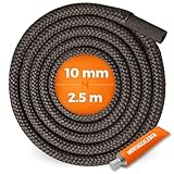 Ofendichtschnur | 2,5 m Länge | Ø 10 mm | Dichtung für Kamin-, Ofen- & Heizkesseltüren | Set inkl. Hochtemperaturkleber & Verbindungsmanschette | Schornstein-Abdichtung Reparaturset