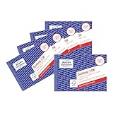 AVERY Zweckform 1736-5 Quittungsblock (A6 quer, 2x40 Blatt, mit Durchschlag, fälschungssicher, inkl. MwSt., für Deutschland und Österreich) 5er Pack weiß/gelb