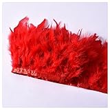 GreatRise 10-15cm Natürliche Truthahnfeder Band Truthahnfeder-Bordüre Fringe Trim Federborte Plüsch Federbesatz für DIY Basteln Nähen Party Hochzeit Kleid Kostüme Dekoration Rot 3m