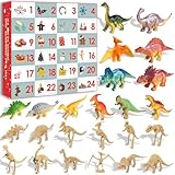 SANYHOM Adventskalender Dinosaurier Kinder 2024, Dino Adventskalender mit 24 Dino Figuren Adventskalender Weihnachtskalender Geschenk für Kinder ab 3 Jahren Dinosaurier Spielzeug für Jungen Mädchen