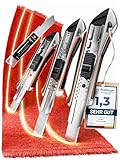 CRAFTUS® Profi Cuttermesser Set [3 Stück] aus Aluminium für Maximale Lebensdauer, Robuste Teppichmesser inkl. 10 SK5 Carbonstahl Abbrechklingen 18mm, für Heimwerker & Gewerbe