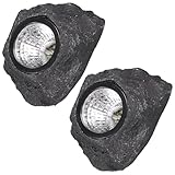 Alipis Solarbetriebene LED Felsenlichter 2 Stück Garten Solarleuchten aus Harz Weiße Außenbeleuchtung für Terrasse Rasen und Hof