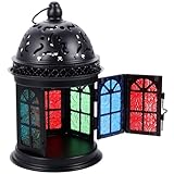 TOKIDNY Dekorative Metall Kerzenlaterne Vintage Schwarz Laternenkerzenhalter für Innen Außen Tischdekoration für Garten Wohnzimmer und Bar