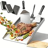 Topnewhome Grillplatte aus 4mm rostfreiem Edelstahl 304,40x30 cmfür Feuerstelle, Grill, Lagerfeuer Herd Inklusive Grillspachtel Set Burgerpapier