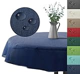 Outdoor Tischdecke Gartentischdecke wasserfest wetterbeständig rutschfest waschbar Outdoortischdecke Weichschaum Garten Balkon Camping Party Tischdeko Typ883 dunkelblau 160 cm rund