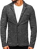 BOLF Herren Blazer Sakko Anzugjacke Anzugsakko Herrenblazer Reverskragen Klassisch Elegant Geschäft Business Anzug Party Freizeit Hochzeit Casual Style KS-7309 Dunkelgrau L [1A1]