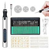 PLLYPE Elektrische Gravierstift, Gravur Werkzeug Kit Multifunktionaler, Elektrischer Mini Gravurwerkzeug Ätzstift, Tragbare Gravur Stift Mit Gravurzubehör, für Schmuck Nägel Kunststoff Glas Holz
