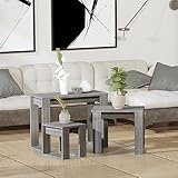 ZfiPhranillus Satztische 3er Set Grau Sonoma Holzwerkstoff 61x28x47 cm Modernes platzsparendes Design Robust & pflegeleicht für Wohnzimmer Schlafzimmer Flur