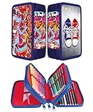 gimboo Schulmäppchen mit Zubehör/Federmäppchen mit großem Fassungsvermögen/Mit 3 Fächer/Federtasche Federmäppchen Stifteetui/Motiv - Graffiti/Für Kinder Jungen Mädchen