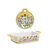 EGAN Set Auflaufform Land Mio Farbe Gelb 24,5 × 13 cm mit Untersetzer Land Mio Gelb 17 x 19 cm