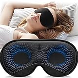 Umisleep 2024 Gewichtet Schlafmaske für Herren & Frauen, 3D Augenmaske Schlafmaske für Druckentlastung, 100% Lichtblockierende Schlafbrille mit verstellbarem Gurt für Reisen, Yoga, 120 g, Schwarz