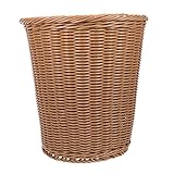 HOUDERCO 1stk Rattanartiger Papierkorb Rattan-mülleimer Schlanke Mülltonne Basketball-mülleimer Papierkörbe Hausmüll Kann Mülleimer Im Badezimmer Rattandose Rattankorb Auto Beige Plastik