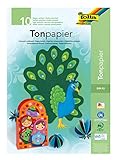 folia 603 - Block mit Tonpapier, 130 g/m², DIN A3, 10 Blatt, sortiert in 10 Farben, ideale Grundlage für vielfältige Bastelarbeiten wie Fensterbilder, Scrapbooking, Kartengestaltung
