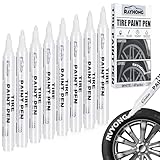 taonganui 8 Stück Auto Reifenmarkierungsstift, Reifenstift Weiß Wasserfest Reifenmarker, DIY Reifenstift für Auto Motorrad, Reifen Lackstifte zum Markieren Metall, Reifen, Stein, Holz (2 Box)