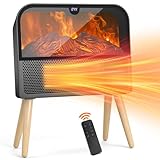 WolinTek 2000W Elektrokamin-Heizung mit realistischer Flamme,schnell heizender Keramik-Kleinheizer mit Fernbedienung & LCD-Display,Überhitzungs- und Kippschutz,für den Innenbereich
