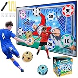 VATOS Fußball Spielset für Kinder 3 4 5 6 7 8, Sportspaß für Garten Indoor Outdoor, Weich Flanell Fußballtore, Fußball mit Klettbällen Spielzeug Geburtstags Geschenke für Jungen Mädchen (Blau)