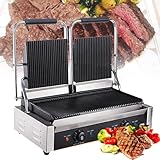 KLYDBMYT 1800W/3600W Commercial Steaks Grill, Sandwich Maker elettrico Panini, Single/Double Press Grill, per Hamburger bistecca pancetta, 813A-110V