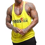 Alivebody Herren Bodybuilding Tank Top Strap Fitness Stringer Achselshirts Gelb XL
