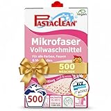 Pastaclean Mikrofaser Vollwaschmittel Konzentrat 5 L - Waschmittel Flüssig für Helle & Dunkle Wäsche - Universalwaschmittel XXL (15-95°C) 500 Waschladungen, nur 5 Cent pro Wäsche - Colorwaschmittel