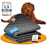 SympaTierisch wasserdichte Hundedecke - Robuste Hundematte als Schutz für Sofa & Bett - rutschfeste Hundedecke auch für große Hunde geeignet - in der Waschmaschine waschbar - 100 x 80 cm - grau