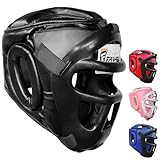 Farabi Sports Kopfschutz Frontbügel Grillschutz Krav MAGA Kickboxen Kopfschutz (Black, Medium)