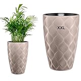 MELTOM Blumenkübel Blumentopf Pflanzkübel mit Herausnehmbaren Einsatz Rund 3D Effekt Dekorativ (Taupe, XXL)