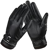 Bequemer Laden Damen Winter Warm Touchscreen Handschuhe Lederhandschuhe Winterhandschuhe mit Kaschmir Gefütterte