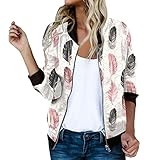 Bomberjacke Damen Blumenmuster Coat Sommer Blouson Reißverschluss Herbst Frühling Jacket Mädchen Sommerjacke Kurz Outwear College Jacke leichte Pilotenjacke Langarm Fliegerjacke Pilotenjacke