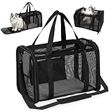 Vasmeiy Transporttasche für Katze Hund,Katzentasche Transporttasche,Katzentransportbox,Faltbar Tragetasche Katzentransporttasche,für atze Kätzchen Welpen bis 6 Kg,Schwarz