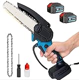 6 Zoll Akku Kettensäge, Ersatz für Makita DUC101Z Akku-Astsäge，Einhand Kettensäge, mit 2 x 5500mAh Akku, Kleine Handkettensäge zum Schneiden von Bäumen, Astscherenschneiden, Haushalt und Garten