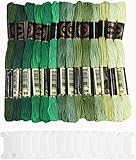 DERAYEE Grün14 Farben je 8 Meter Stickgarn Set,Kreuzstichfäden für Sticken,Basteln, Kreuzstich,Häkeln
