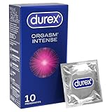 Durex Intense Orgasmic Kondome, Gerippte und genoppte Kondome mit Stimulationsgel für eine intensivere Befriedigung der Frau, 1er Pack (1 x 10 Stück)