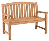 MR. DEKO® Gartenbank Swindon Teakholz | Holzbank mit Lehne | Friesenbank für draußen | 2-Sitzer 120x57x94 cm | Sitzbank Teak massiv & wetterfest für Garten Balkon Terrasse | Parkbank zum Relaxen