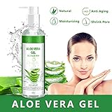 Aloe Vera Gel 100% Pur - für Gesicht Haare Körper - Natürliche, Beruhigende und Pflegende Feuchtigkeitscreme After Sun - Ideal Naturkosmetik für Trockene, Strapazierte Haut & Sonnenbrand - 250ml