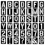 42 Stück Buchstaben Schablone, Wiederverwendbare Zahlen Schablonen Buchstabenschablone Groß Kunststoff Alphanumerische Malschablonen für Holzschilder Kuchen Malerei Handwerk