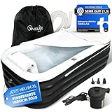 TIMELAX® Badewanne Aufblasbar XL [Ergonomische Rückenlehne] 0,5mm starkes PVC | BPA Frei Aufblasbare Faltbare Mobile Freistehende Badewanne für Erwachsene und Dusche