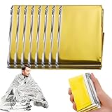 AMSNINK 8 Stück Rettungsdecke Gold Silber, Doppelseitige Notfalldecken in Gold und Silber, Effektiver Schutz vor Kälte und Hitze, Große Rettungsfolien für Erste Hilfe – 210 x 160 cm