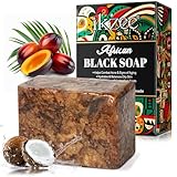 African Black Soap, Organisch Afrikanische Schwarze Seife 100g, Afrikanische Seife Gegen Akne Und Dunkle Flecken, Rohe Schwarze Seife Für Alle Hauttypen - Gesicht, KöRper, Haare