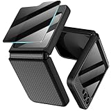 Doeshine für Samsung GalaxyZ Flip 6/7 FE Hülle [Not für Flip 7] mit Scharnierschutz & Privacy Screen Bildschirmschutz, Rutschfester Textur, Stoßfest Schutzhülle Kratzfest Rugged Case (Schwarz)