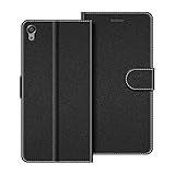 COODIO Handyhülle für Sony Xperia X Handy Hülle, Sony Xperia X Hülle Leder Handytasche für Sony Xperia X Klapphülle Tasche, Schwarz