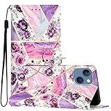 Didan Nadoli Flipcase PU Leder Hülle für iPhone 13 Mini,Handyhülle Klapphülle Brieftasche Tasche Ständer Schutzhülle mit Kartenfächer Holster Handschlaufe
