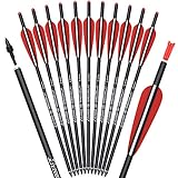 TY Archery 12x Carbon Armbrustschrauben 16 Zoll Jagd Bogenschießen Pfeile mit 4' Flügelschraube Ersatz Pfeilspitze Spitze