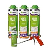 FM220 Bauschaum Montageschaum Pistolenschaum Multischaum Fensterschaum hohe Schalldämmung Wärmedämmung 500ml Kombisets (mit Reiniger AA290 + Schaumpistole Compact, 3x 500ml)