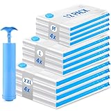 Vakuumbeutel für Kleidung Bettdecken, 12 Stück Vakuumierbeutel (4 * 100x80cm+4 * 80x60cm+4 * 60x40cm) Vacuum Bags for Clothing Reise mit Staubsauger Handpumpe